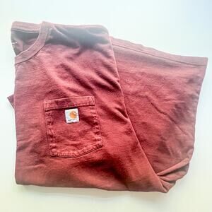 Carhartt T-Shirt M 4XL Short Sleeve Crewneck Original Fit Pocket Dark Maroon